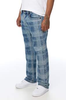 RICKY BIG T INDIGO PLAID FLAP STRAIGHT JEAN