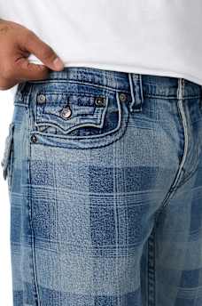 RICKY BIG T INDIGO PLAID FLAP STRAIGHT JEAN