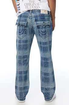 RICKY BIG T INDIGO PLAID FLAP STRAIGHT JEAN