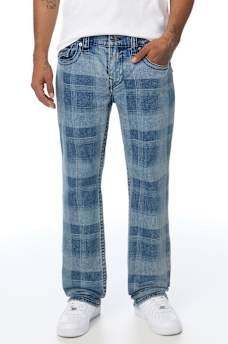 RICKY BIG T INDIGO PLAID FLAP STRAIGHT JEAN