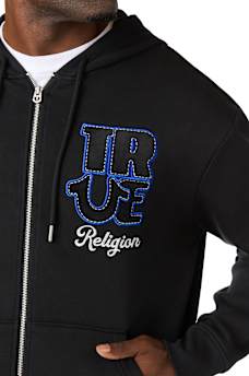 VELOUR LOGO ZIP HOODIE