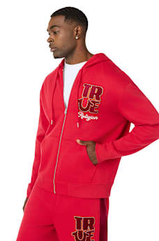 VELOUR LOGO ZIP HOODIE