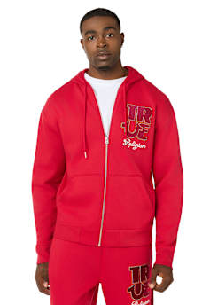 VELOUR LOGO ZIP HOODIE