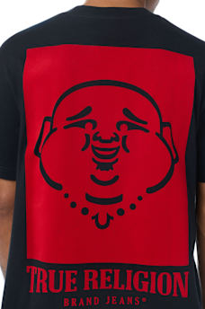 BUDDHA FACE FLOCKED TEE