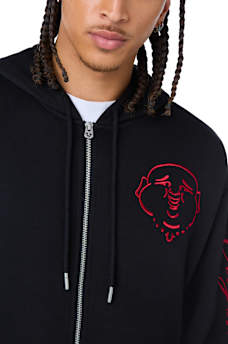 BUDDHA PUFF PRINT LOGO ZIP HOODIE