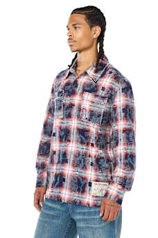 BLEACH EFFECT PLAID SHIRT