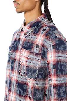 BLEACH EFFECT PLAID SHIRT