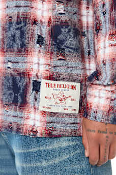 BLEACH EFFECT PLAID SHIRT