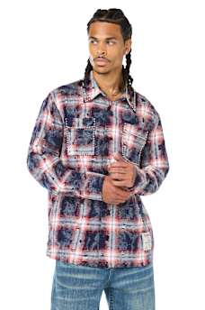 BLEACH EFFECT PLAID SHIRT