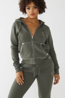 BIG T STITCH LOGO ZIP HOODIE, image 2