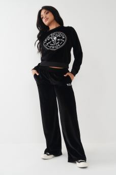 VELOUR WIDE LEG LOUNGE PANT, image 2