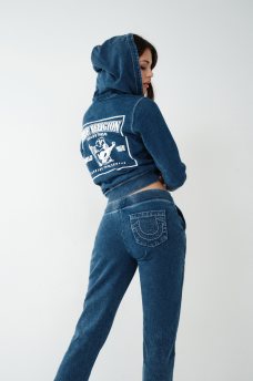 INDIGO BIG T ZIP HOODIE