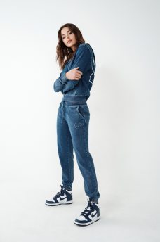 INDIGO BIG T ZIP HOODIE