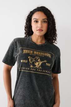 CAMISETA RELAJADA CON LOGOTIPO LAVADA A LA PIEDRA