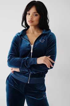 SUDADERA CON CAPUCHA, CIERRE Y LOGOTIPO DE CRISTALES, image 2