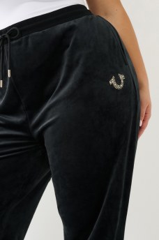 PANTALONES DE ATLETISMO DE TERCIOPELO CON LOGOTIPO DE CRISTALES