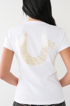 Metallic Striped HS Logo Tee