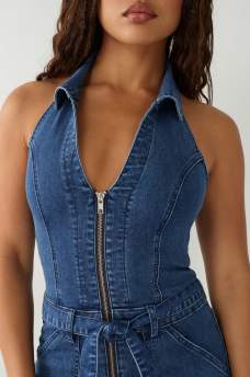 ZIP DENIM JUMPSUIT, image 2