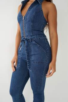 ZIP DENIM JUMPSUIT, image 4