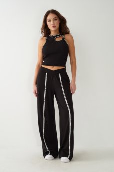 WIDE LEG LOGO TRIM JOGGER, image 1