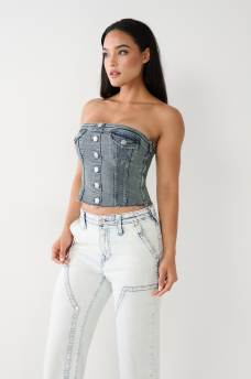 DENIM TUBE TOP, image 3