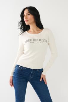CRYSTAL TRUE RELIGION LOGO SWEATER, image 2