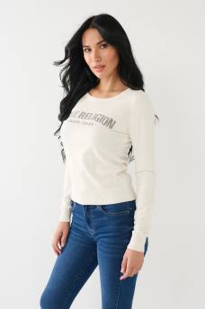 CRYSTAL TRUE RELIGION LOGO SWEATER, image 3