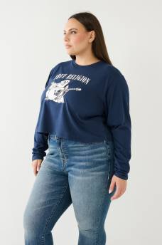 LONG SLEEVE LOGO CROP TEE, image 3