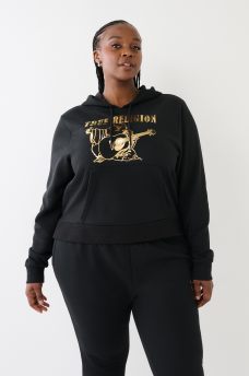 METALLIC BUDDHA LOGO FLEECE HOODIE, image 2
