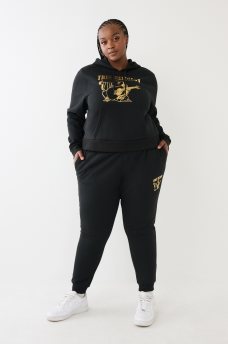METALLIC BUDDHA LOGO FLEECE HOODIE, image 4