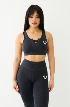 LACE UP SEAMLESS SPORTS BRA, image 2