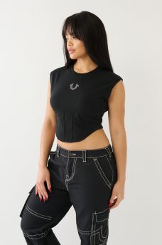 CRYSTAL HS CORSET CROP TOP , image 3