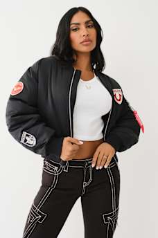 CHAQUETA TIPO BOMBER CON PARCHES TR