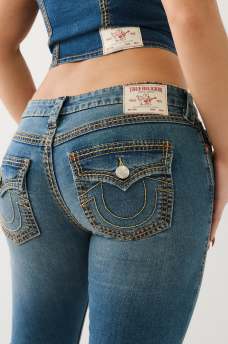  JOEY LOW RISE SADDLE STITCH FLARE JEAN, image 1
