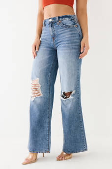 LEILA DISTRESSED WIDE LEG JEAN, image 1