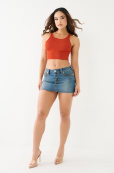 SADIE DENIM SADDLE STITCH MINI SKIRT, image 5