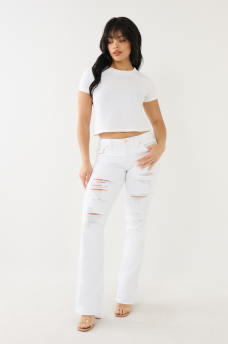 BECCA DISTRESSED MID RISE BOOTCUT JEAN, image 1
