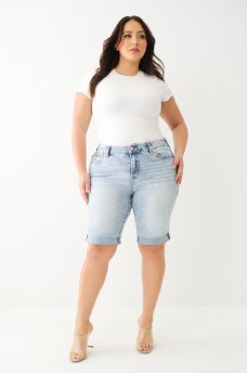 PLUS RILEY SUPER T DENIM BERMUDA SHORT
