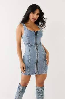  FADED TERRY ZIP MINI DRESS, image 4