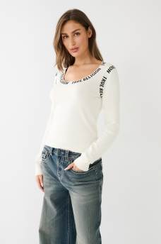 TR LOGO TRIM SCOOP SWEATER
