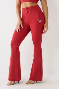 HIGH RISE LACE UP FLARE LEGGING
