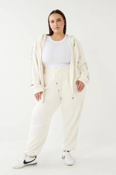 PANTALONES JOGGER BOYFRIEND DE TIRO ALTO CON HERRADURA EN CRISTALES, image 7