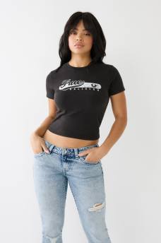 FADED TRUE RELIGION LOGO BABY TEE, image 2