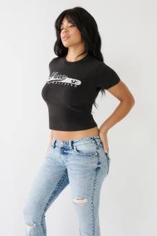 FADED TRUE RELIGION LOGO BABY TEE, image 3