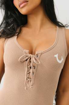 HORSESHOE LOGO LACE UP MIDI DRESS, image 2