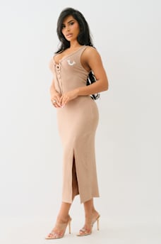 HORSESHOE LOGO LACE UP MIDI DRESS, image 4