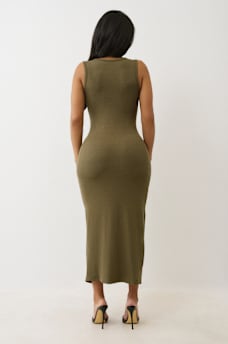 HORSESHOE LOGO LACE UP MIDI DRESS, image 4