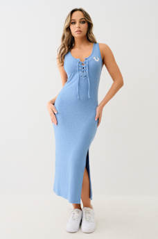 HORSESHOE LOGO LACE UP MIDI DRESS, image 1