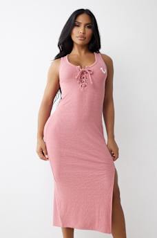 HORSESHOE LOGO LACE UP MIDI DRESS, image 2
