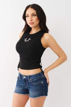 EMBROIDERED RUCHED RIB TANK, image 4